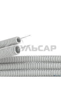 Труба гофрированная ПВХ d16мм тяжелая с протяж. сер. (уп.100м) ДКС 91516