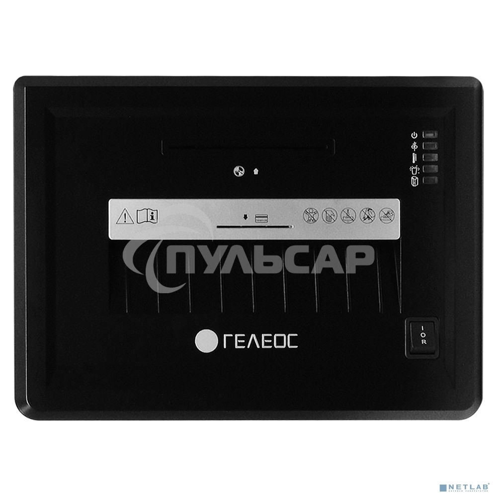 Шредер ГЕЛЕОС УМ26-2, (DIN P-2), полоса 3,9мм, 17-21 лист (70г/м2), CD/пл.карты/скрепки/скобы, 26 литров