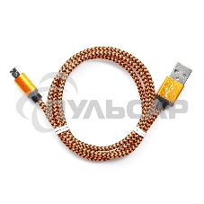 Кабель Gembird USB 2.0 Cablexpert CC-mUSB2oe1m, AM/microBM 5P, 1м, нейлоновая оплетка, алюминиевые разъемы, оранжевый, пакет