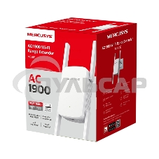 Роутер AC1900 Wi-Fi Range ExtenderSPEED: 600 Mbps at 2.4 GHz + 1300 Mbps at 5 GHz SPEC:4× Fixed External Antennas, 1× Gigabit Port, Wall PluggedFEATURE: MERCUSYS APP, WPS/Reset Button, Signal Indicator, Range Extender/Access Point mode, Adaptive Path
