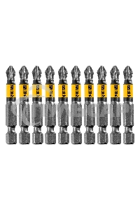 Набор бит PZ2х50, сталь S2, 10 шт., круглый профиль, отрывная упаковка Denzel