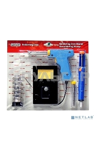 Набор для пайки (паяльник импульсный 30/70 Вт, оловоотсос, подставка, припой) 12-0164 Rexant