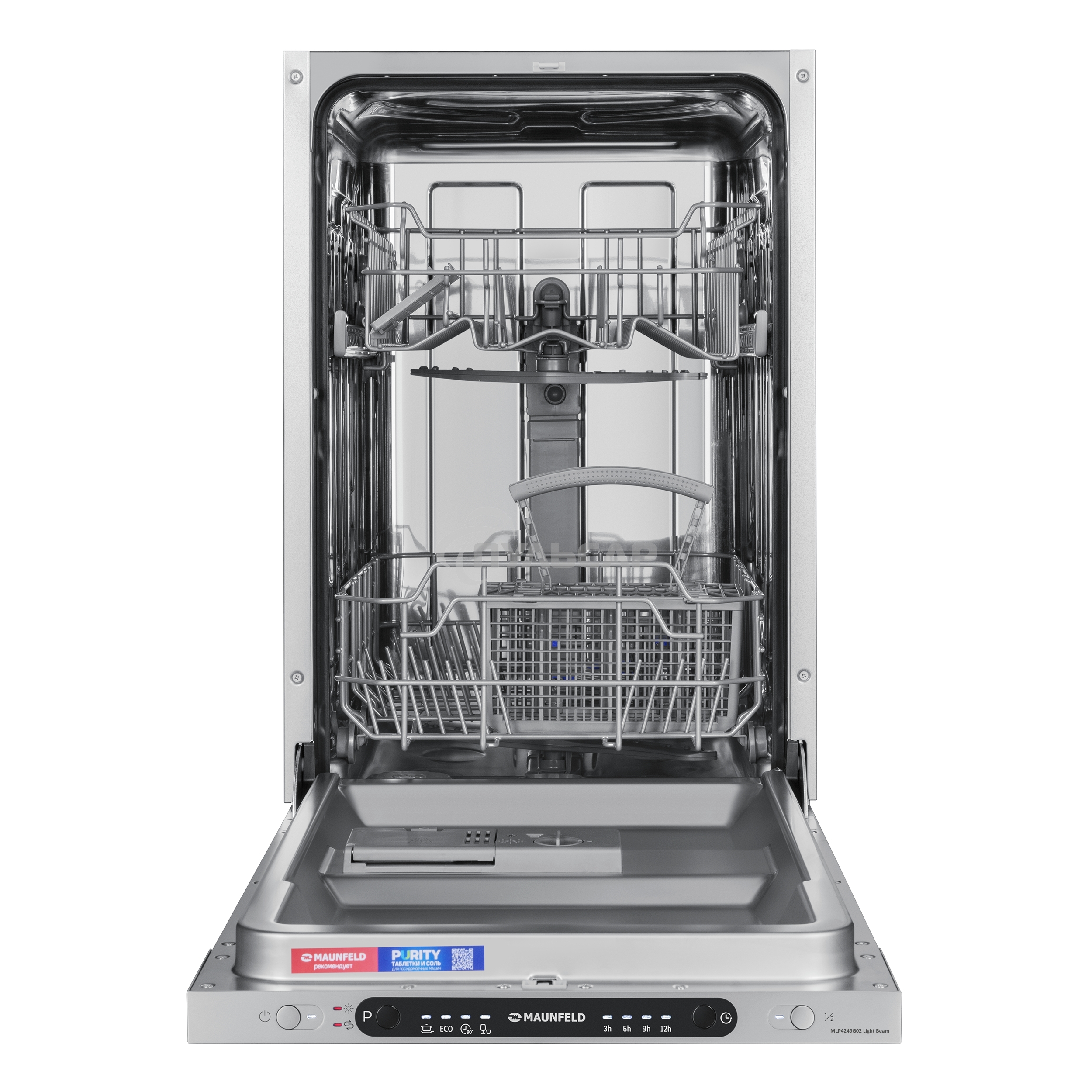 Встраиваемая посудомоечная машина Maunfeld MLP4249G02, серебристый, 44.8 см, 9 компл., 49 дБ, класс A++