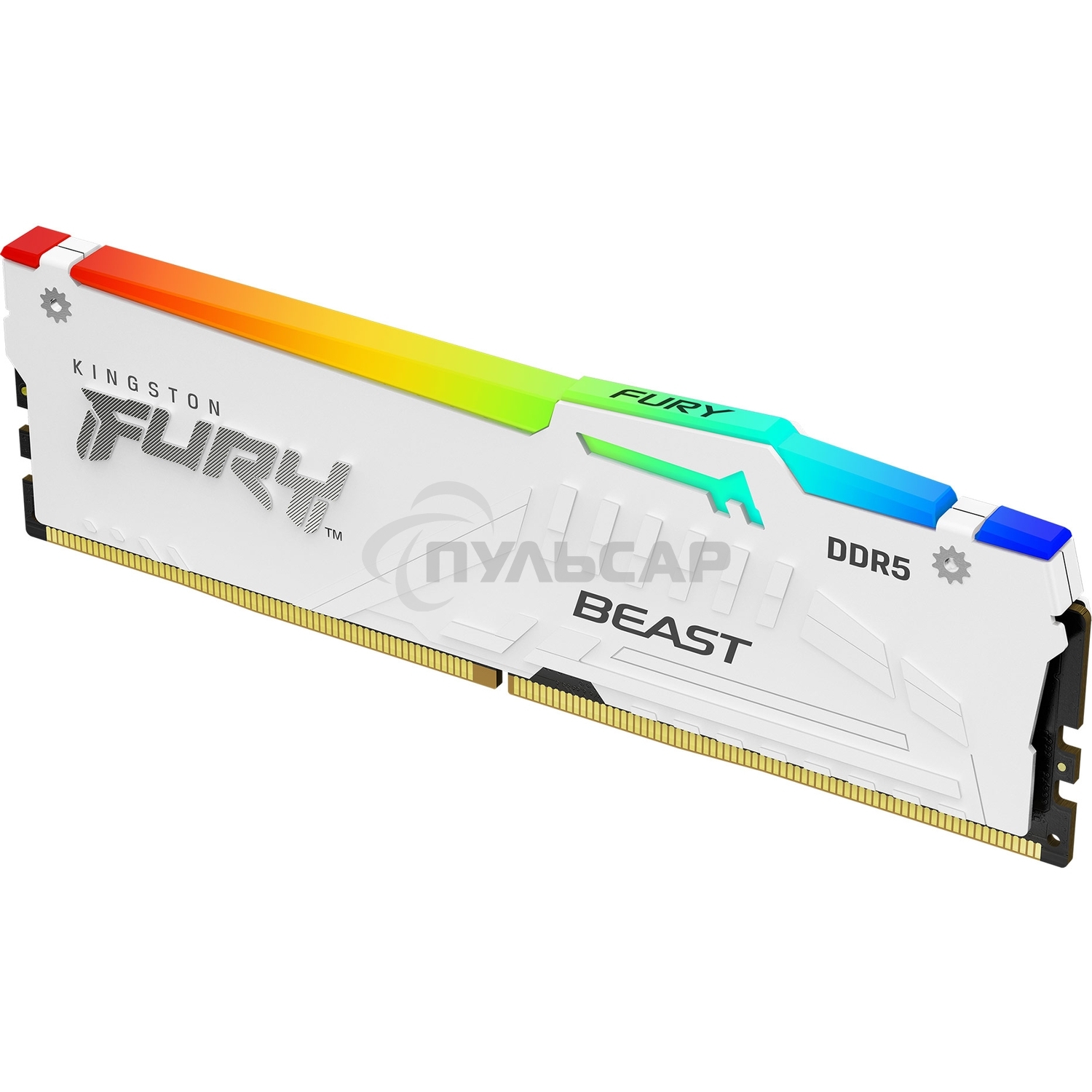 Оперативная память Kingston Fury Beast, DDR5, 16Gb (1x16Gb), 5600MHz, CL40, DIMM, радиатор, RGB, белый