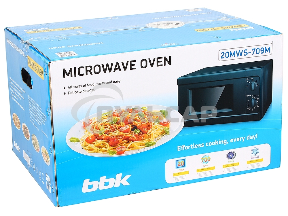 Микроволновая печь BBK 20MWS-709M/B черный, 20 л, 700 Вт, поворотный механизм