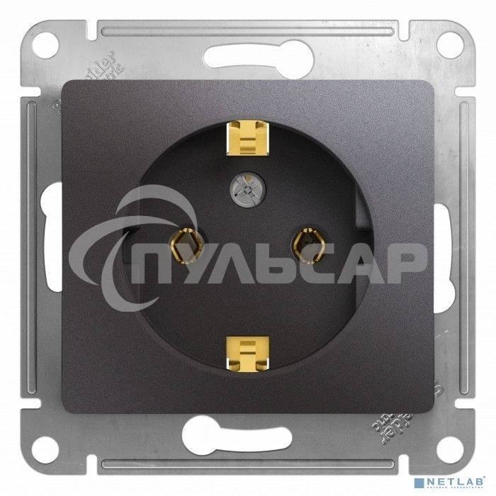 Механизм розетки 1-м Glossa 16А 250В с заземл. графит SchE GSL001343