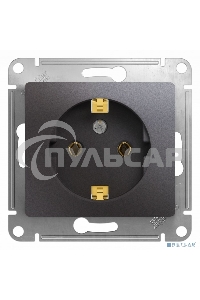 Механизм розетки 1-м Glossa 16А 250В с заземл. графит SchE GSL001343