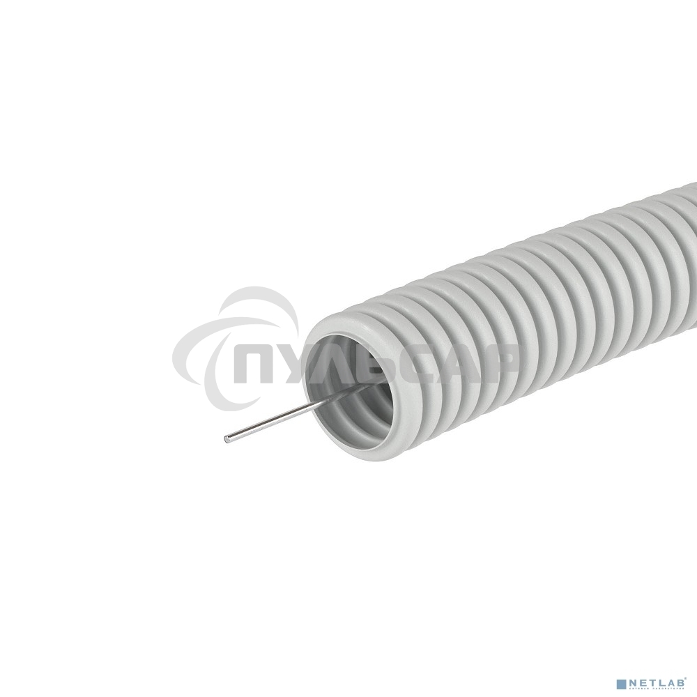 Труба гофрированная ПВХ d16мм тяжелая с протяж. сер. (уп.100м) ДКС 91516