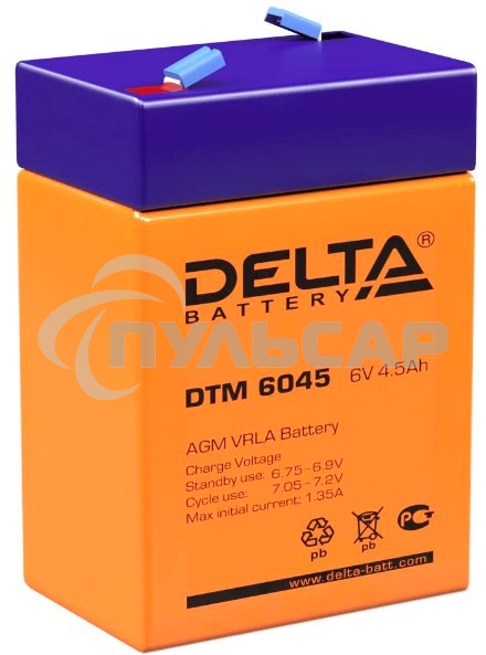 Батарея Delta DTM 6045 (6V 4.5Ah)