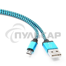 Кабель Gembird USB 2.0 Cablexpert CC-mUSB2bl1m, AM/microBM 5P, 1м, нейлоновая оплетка, алюминиевые разъемы, синий, пакет
