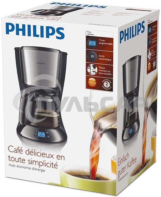 Кофеварка капельная Philips HD7459/20 черный, исп. кофе - молотый, 1.2 л, 1000 Вт.