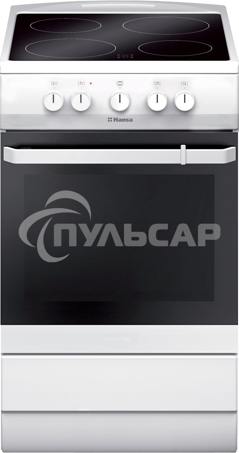 Плита электрическая Hansa FCCW54000 белый, конфорок 4 шт, духовка 68 л, 50 см x 85 см x 60 см