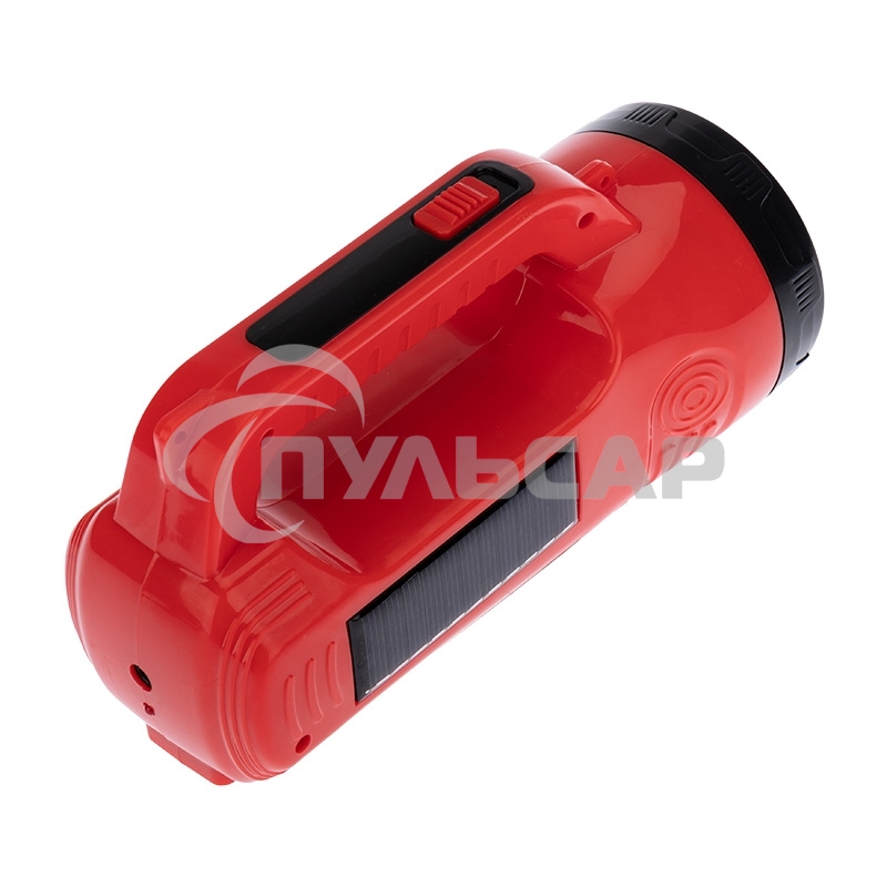 Прожектор поисковый с головным и боковым светом, с солнечной батареей, индикатор зарядки, выносное зарядное устройство и наплечный ремень в комплекте