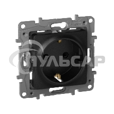 Механизм розетки 1-м СП Etika 2К+З 16А защ. шторки с заземл. винт. зажимы антрацит Leg 672622
