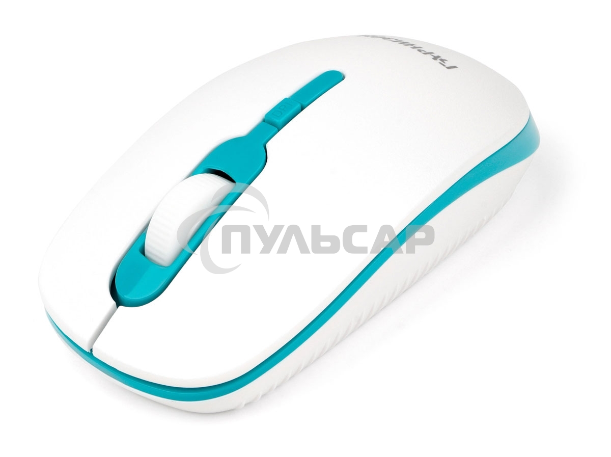 Мышь беспроводная Гарнизон GMW-460-2 белый/бирюзовый, 1600 dpi, радиоканал, USB, кнопки - 4