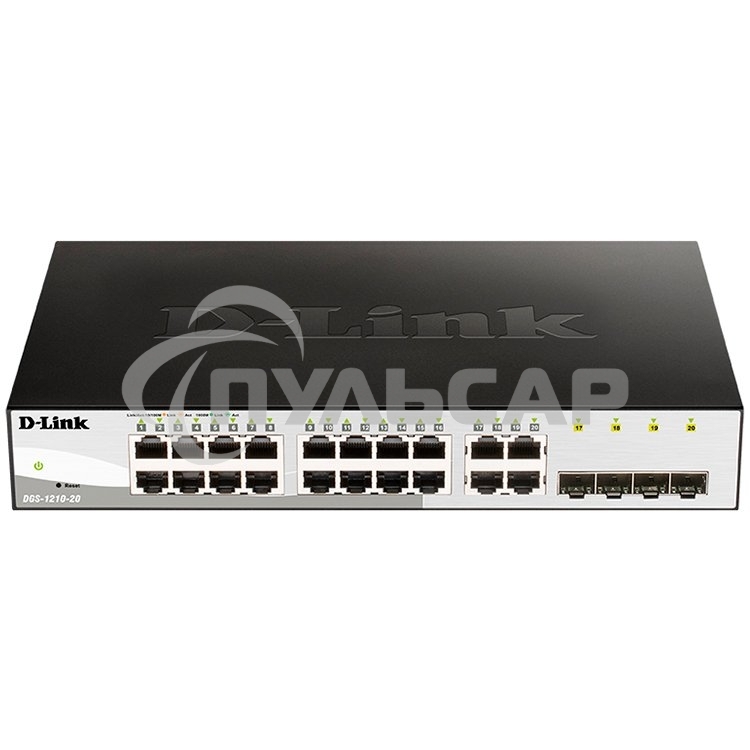 Коммутатор D-Link Gigabit Smart Switch with 16 10/100/1000Base-T ports and 4 Gigabit MiniGbIC (SFP) ports