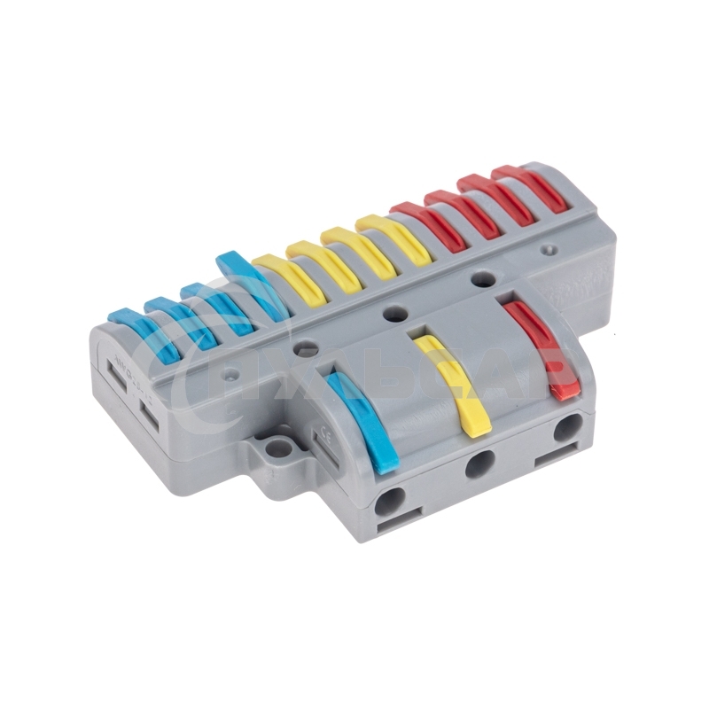 Клемма Rexant СМК 3х4 проходная разветвительная 3 полюса, с монтажной площадкой (1 ввод, 4 вывода на полюс) (10 шт/уп)