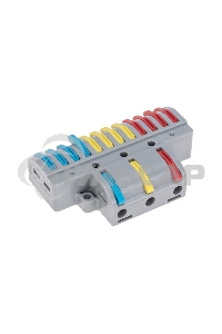 Клемма Rexant СМК 3х4 проходная разветвительная 3 полюса, с монтажной площадкой (1 ввод, 4 вывода на полюс) (10 шт/уп)