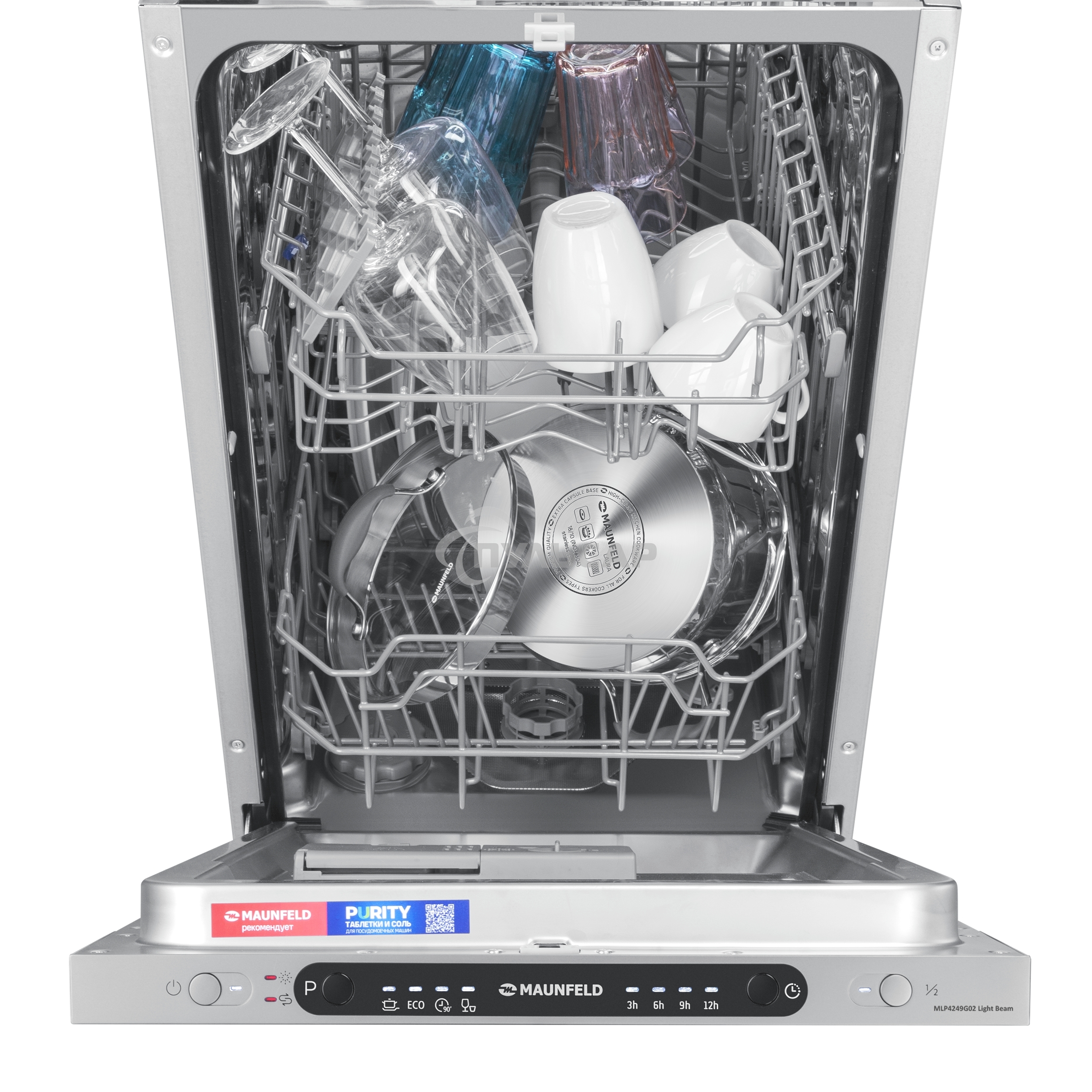 Встраиваемая посудомоечная машина Maunfeld MLP4249G02, серебристый, 44.8 см, 9 компл., 49 дБ, класс A++
