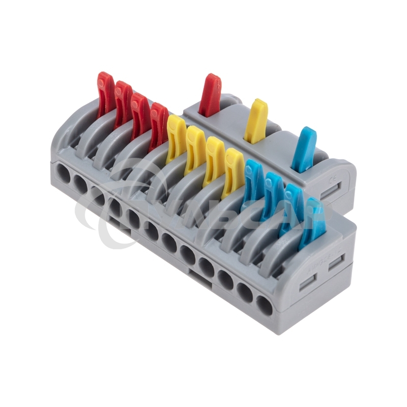 Клемма Rexant СМК 3х4 проходная разветвительная 3 полюса, с монтажной площадкой (1 ввод, 4 вывода на полюс) (10 шт/уп)