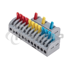 Клемма Rexant СМК 3х4 проходная разветвительная 3 полюса, с монтажной площадкой (1 ввод, 4 вывода на полюс) (10 шт/уп)