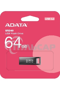 Флешка USB ADATA UR340 (AROY-UR340-64 GbK), 64 Gb, USB 3.2, R/W 100/30, черный