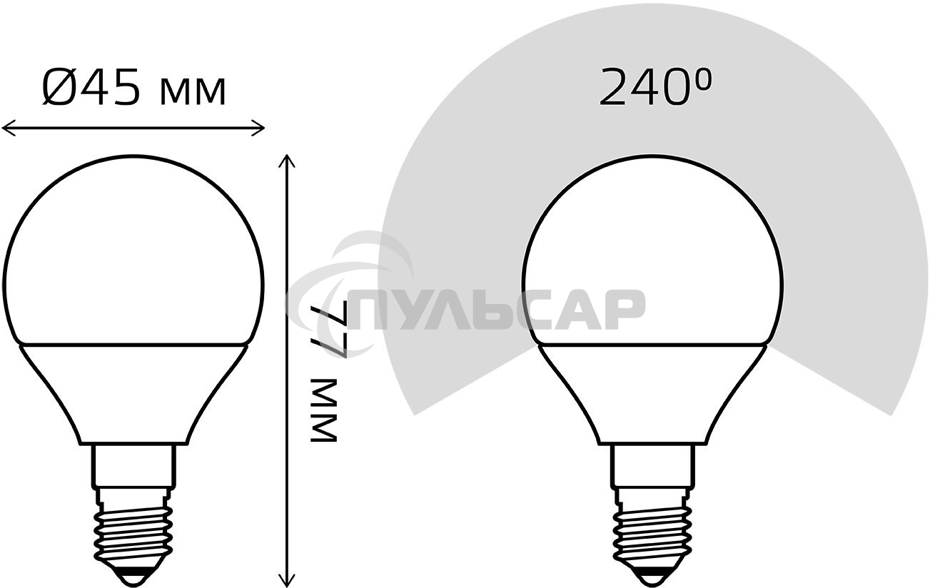 Лампа светодиодная LED Gauss 8Вт E14 220В 2700К Elementary шар 53118