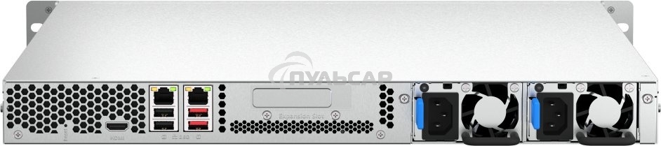 Сетевое хранилище SMB QNAP TS-464U-RP-8G NAS 4 HDD trays, rackmount 1U, 2 PSU. 4-core Intel Celeron N5105/N5095 2.0-2.9 GHz, 8 Gb RAM MAX, 2x2.5 Gigabit Ethernet, 4xUSB, 1xHDMI . PCIe Gen 3 x2, W/o rail kit RAIL-B02