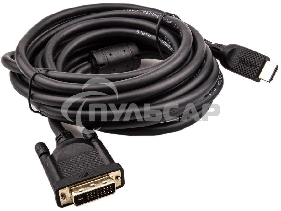 Кабель HDMI AM/DVI(24+1)M, 5м, CU, 1080P@60Hz, 2F, VCOM <CG484GD-5M>