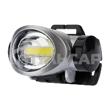 Фонарь налобный поворотный 3 Вт 100%, 50%, пульсирующий белый; 3 х ААА, СОВ + зеркальный рассеиватель