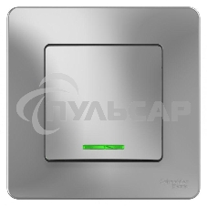 Выключатель 1-кл. СП BLANCA (сх.1) 10А 250В с подсветкой алюм. SchE BLNVS010113