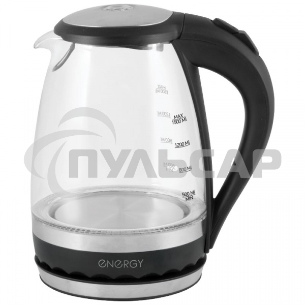 Чайник Energy E-279 стеклянный,1.5 л,черный (в уп. 6 шт)