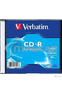 Диск CD-R Verbatim 700Mb 52x Slim case (1шт) (43347)
