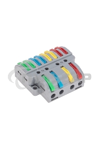 Клемма Rexant СМК 4х2 проходная разветвительная 4 полюса, с монтажной площадкой (1 ввод, 2 вывода на полюс) (20 шт/уп)