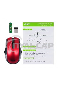 Мышь беспроводная Acer OMR032 черный/красный, 1600 dpi, радиоканал, USB, кнопки - 4
