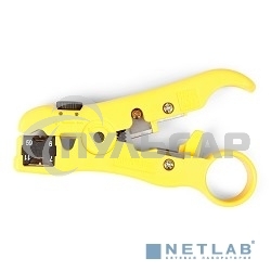 Универсальный инструмент для зачистки витой пары (UTP/STP) Hyperline HT-352, круглого телефонного кабеля кат. 5, коаксиального кабеля RG-59/6/11/7, плоского телефонного кабеля