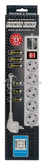Сетевой фильтр Powercube SPG-B-6-WHITE 1.9м (5 розеток) белый (коробка)