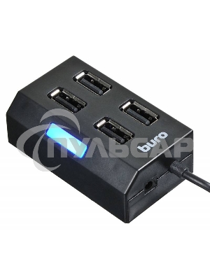 Разветвитель USB 2.0 Buro BU-HUB4-U2.0 4порт. черный