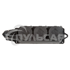 Розетка ИЭК ОМЕГА РБ33-1-0мIP44 трехместная с защитными крышками каучук