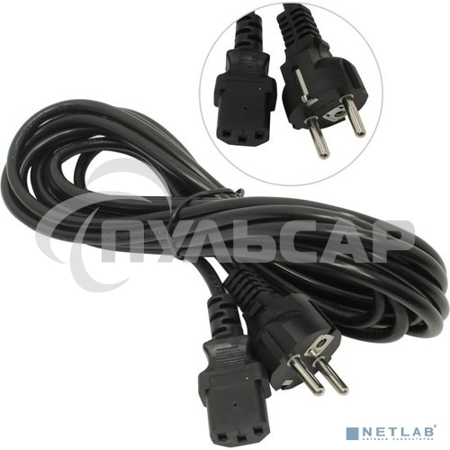 Кабель питания ExeGate Special PC-5S (Евровилка Schuko->С13) 3*0.75, CCA, черный, 5м