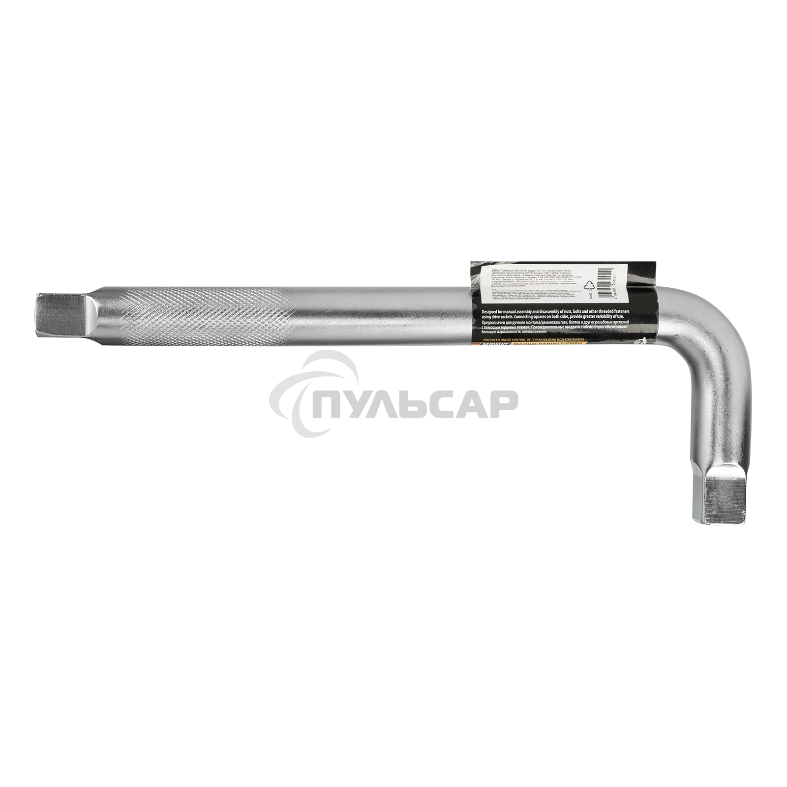 Вороток Denzel Г-образный, 300*100 мм, квадрат 3/4