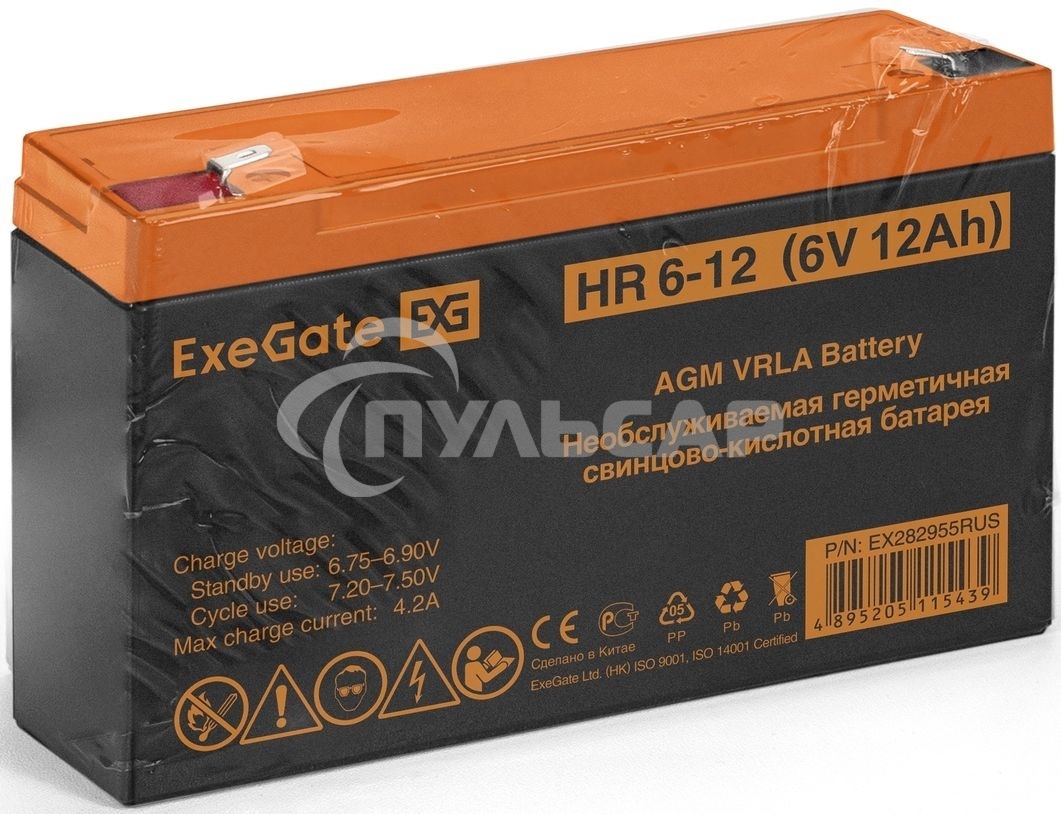 Батарея ExeGate HR 6-12 (6V 12Ah), клеммы F1