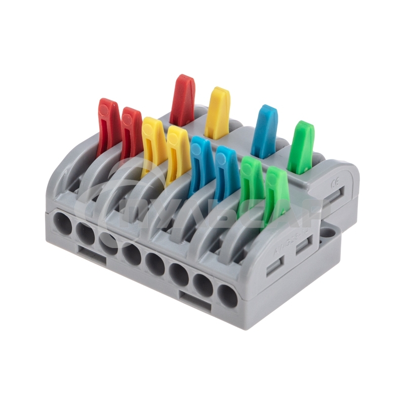 Клемма Rexant СМК 4х2 проходная разветвительная 4 полюса, с монтажной площадкой (1 ввод, 2 вывода на полюс) (20 шт/уп)