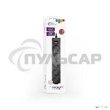Сетевой фильтр CBR CSF 2505-1.8 Black CB, 5 евророзеток, длина кабеля 1,8 метра, цвет черный (коробка)