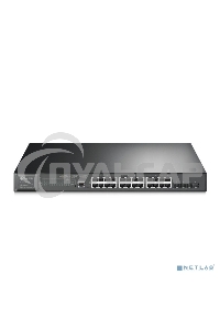 Коммутатор TP-Link 24-port Gigabit Managed PoE switch with 4 10G SFP+ ports, support 802.3af/at PoE, 1 console port, 19-inch rack mount, support L2/L2+ features.