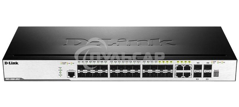 Коммутатор управляемый стекируемый D-Link DGS-3000-28SC/A1A 2 уровня с 20 портами 100/1000Base-X SFP, 4 комбо-портами 10/100/1000Base-T/SFP и 4 портами 10Gbase-X SFP+