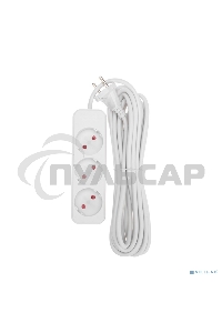 Удлинитель STANDARD 3 гнезда, 5м, 2х1,0мм², б/з, белый Rexant