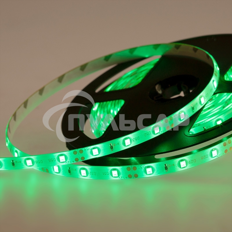 Лента светодиодная силикон, 8 мм, IP65, SMD 2835, 60 LED/m, 12 V, цвет свечения зеленый