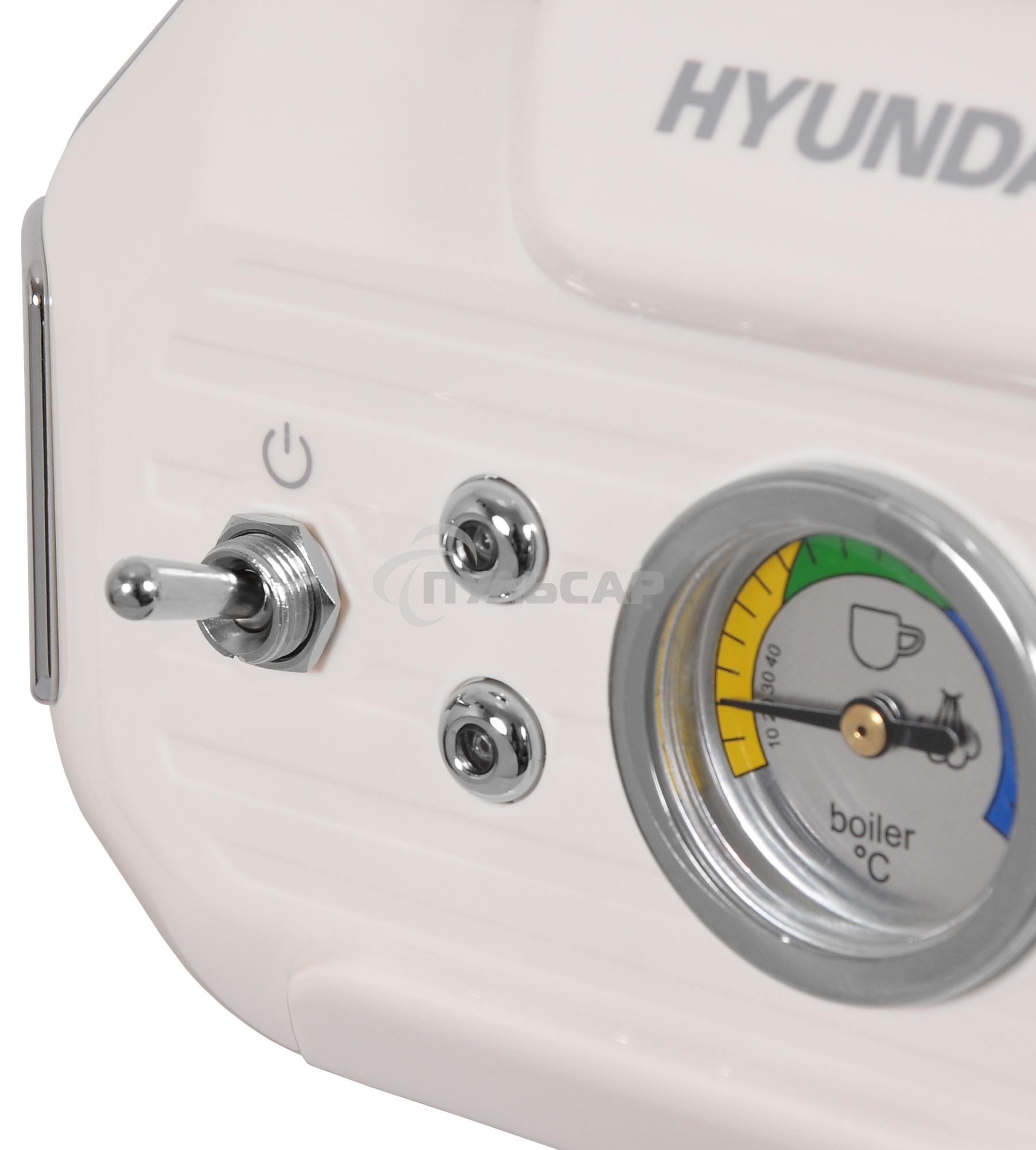 Кофеварка рожковая Hyundai HEM-5300 бежевый/серебристый, исп. кофе - молотый, 1.5 л, 850 Вт, 20 бар