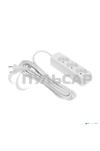 Удлинитель STANDARD 3 гнезда, 5м, 2х1,0мм², б/з, белый Rexant